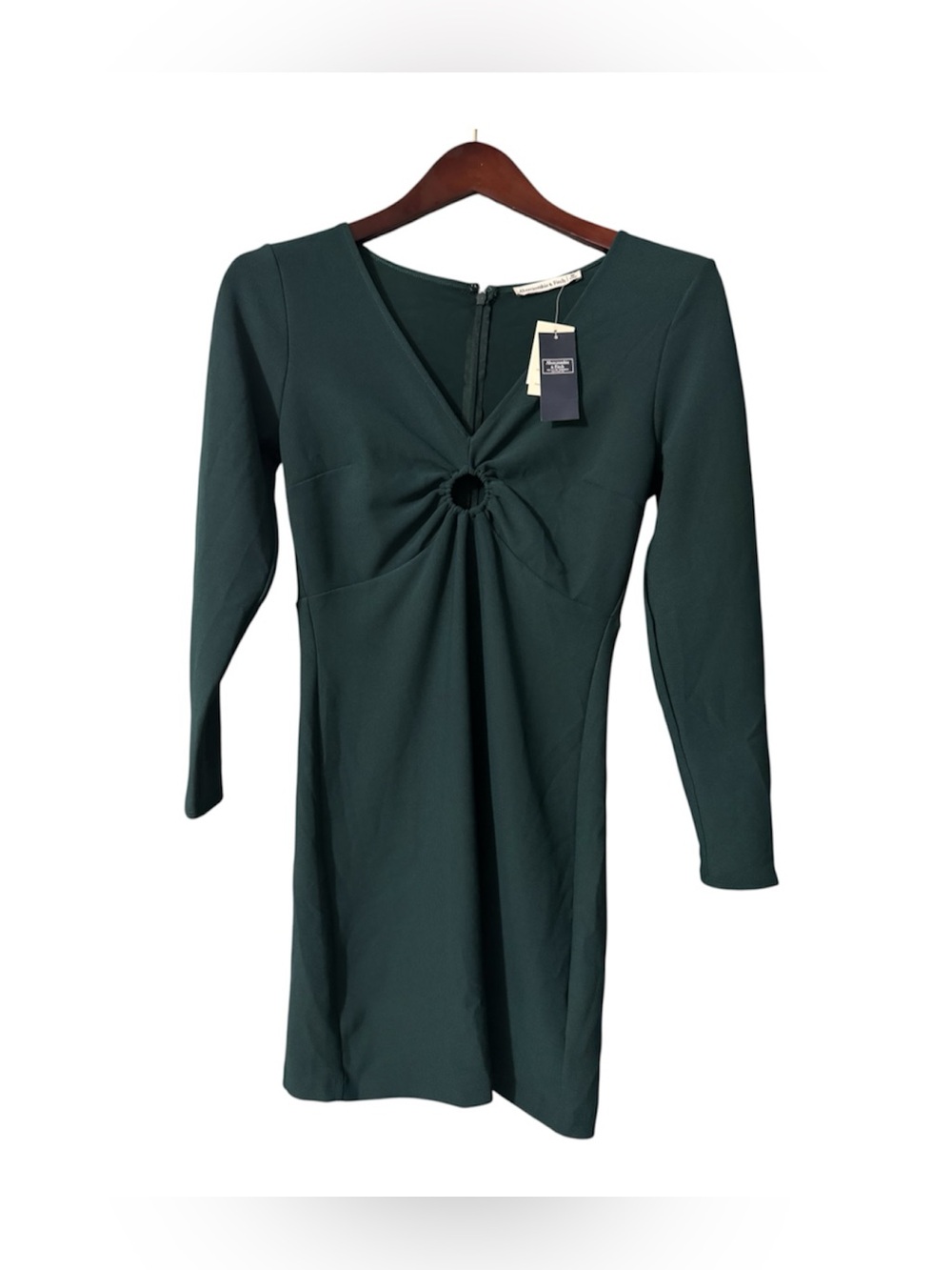 Abercrombie & Fitch NWT Green O-Ring Cutout V-Neck Mini Dress Medium